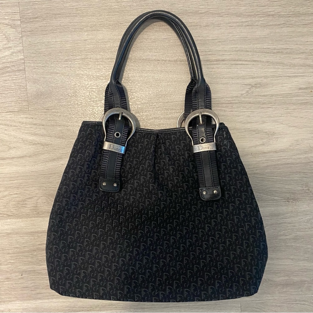 Vintage Dior Black Tote with Silver Buckle